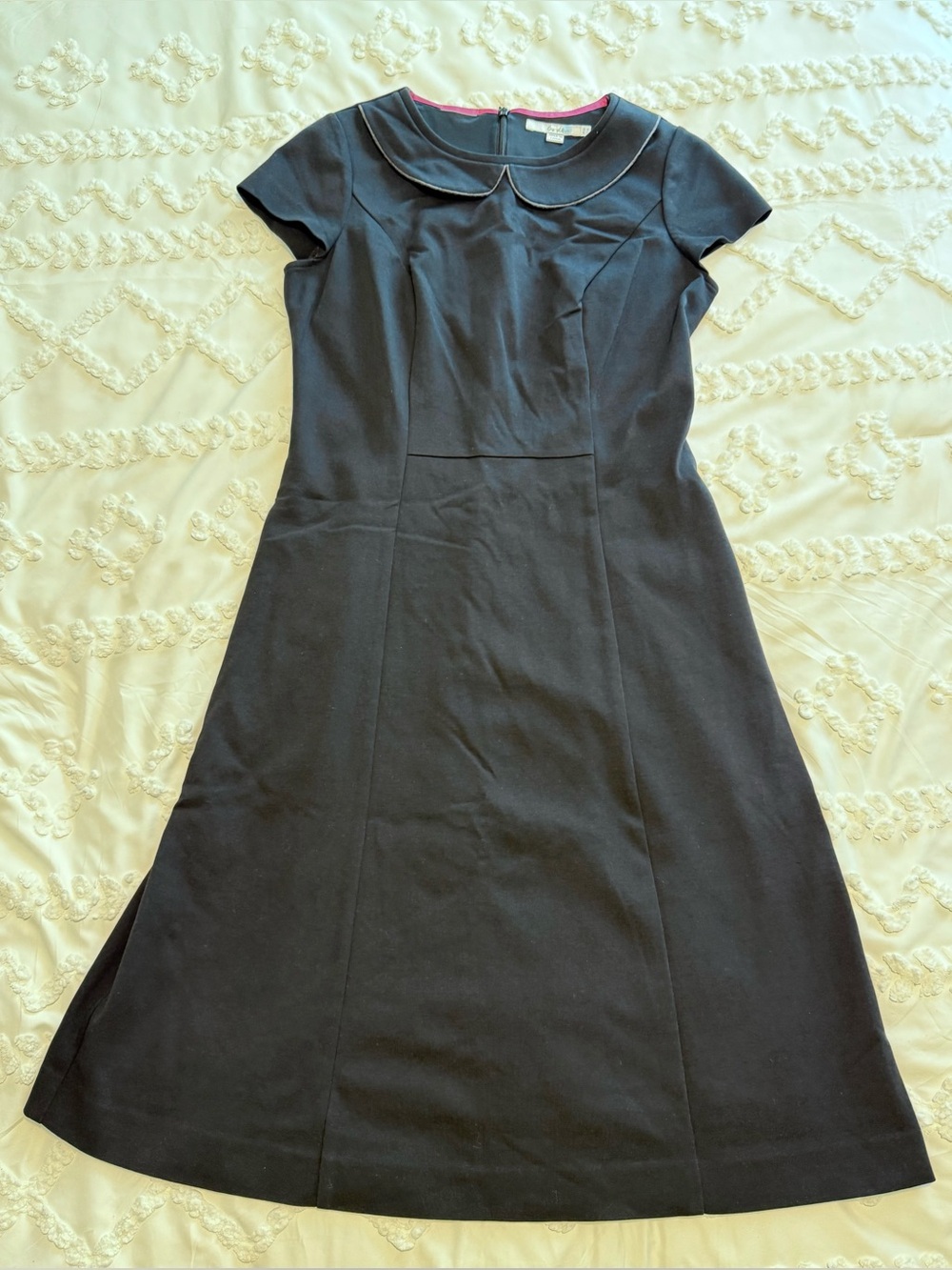 Boden Strand Dress, Peter Pan Collar, Black, Size 8L (US)